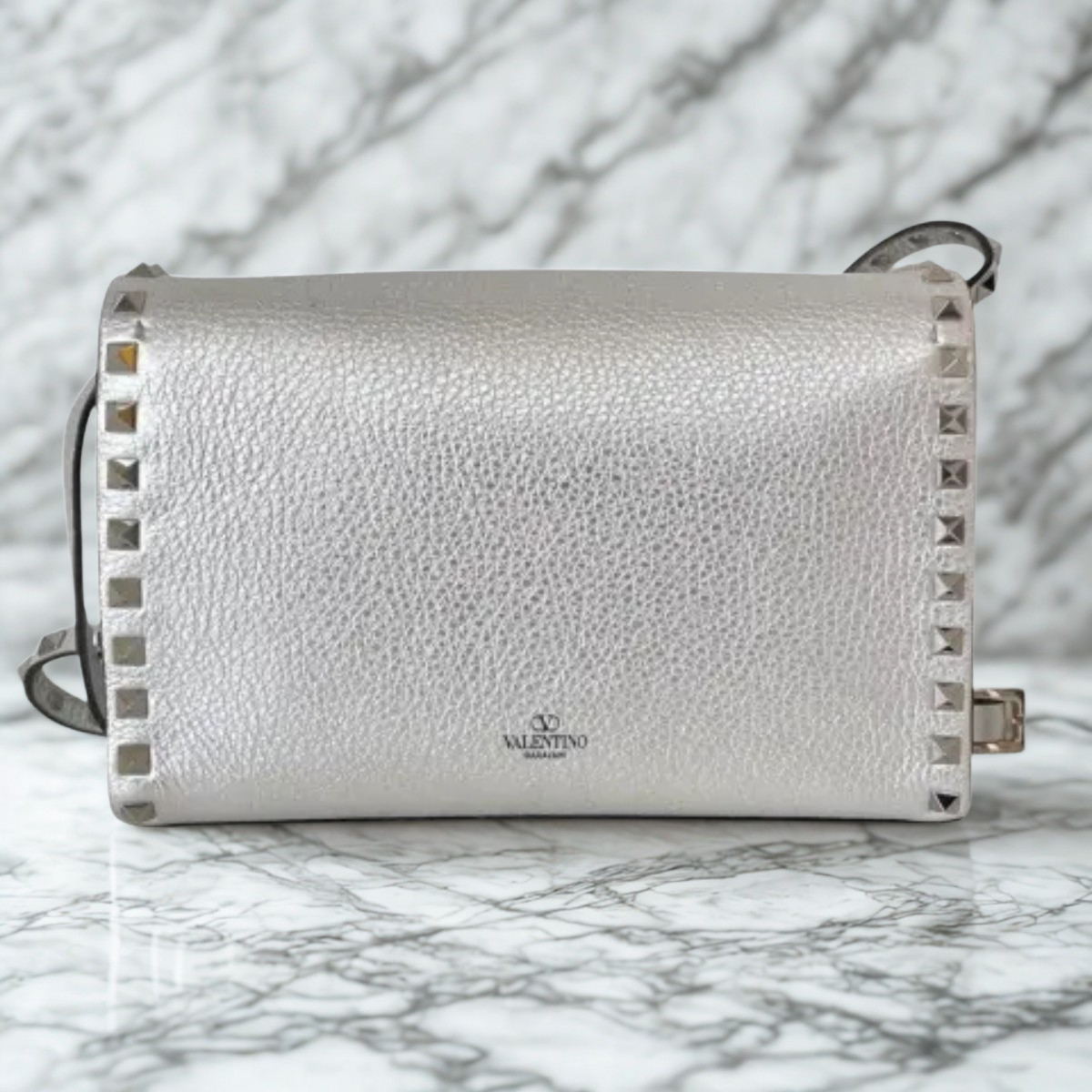 VALENTINO ROCKSTUD SILVER BAG & PUMPS SET