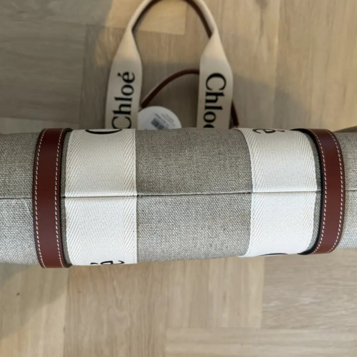 LARGE WOODY BAG IN LINEN BY CHLOÉ