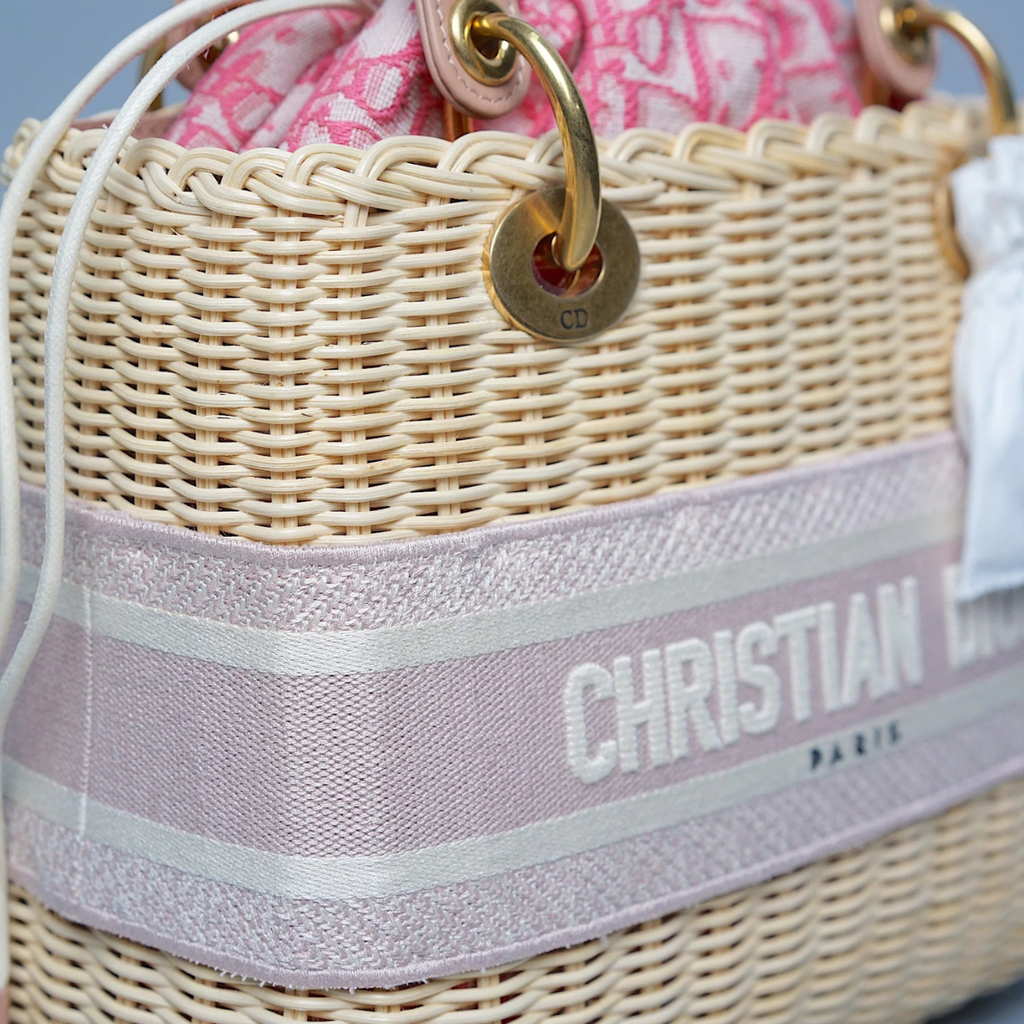LADY DIOR WICKER BAG MEDIUM – PINK (BRAND NEW)