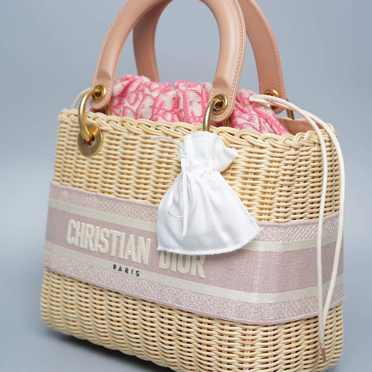 LADY DIOR WICKER BAG MEDIUM – PINK (BRAND NEW)