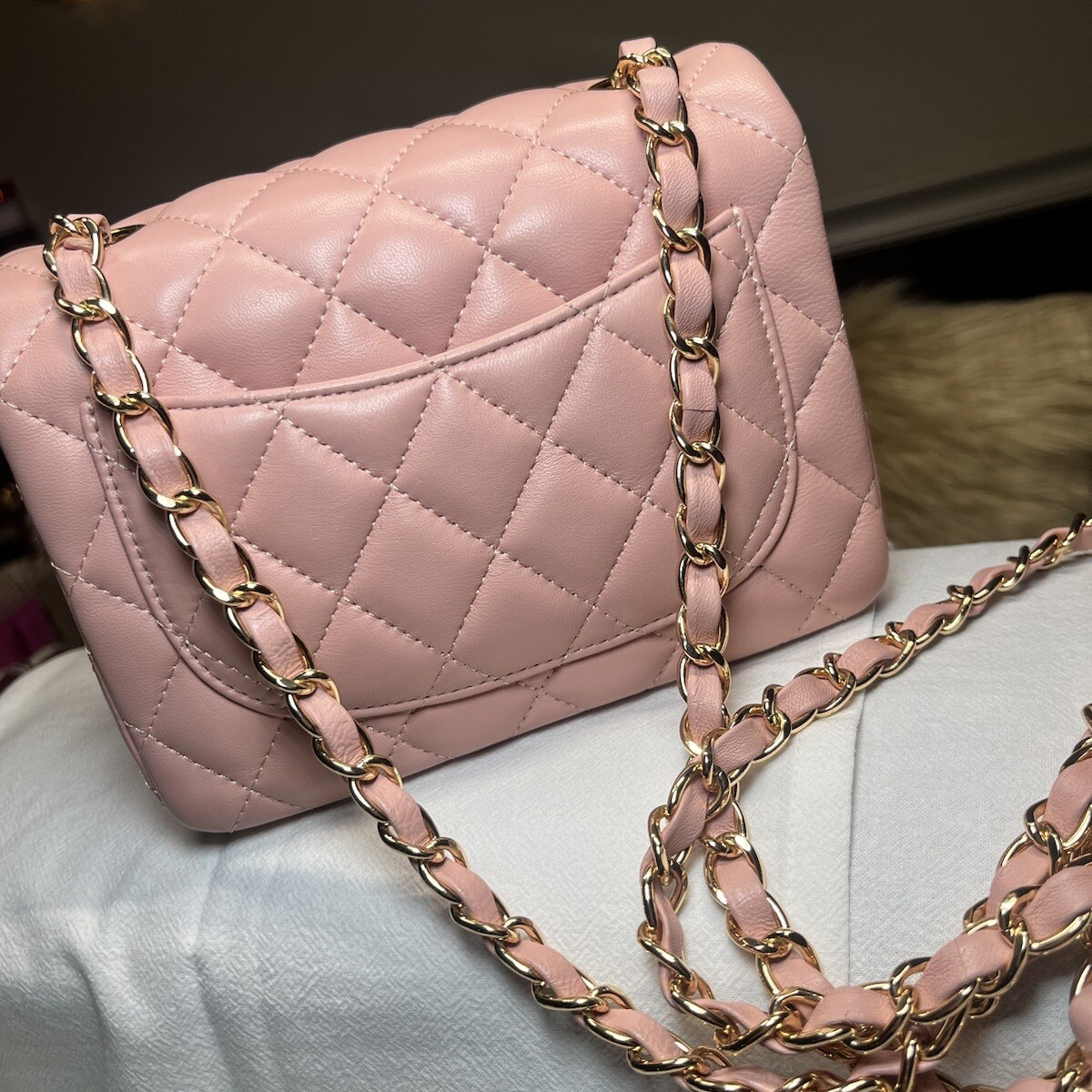 CHANEL MINI FLAP PINK & SLINGBACK TWEED SET